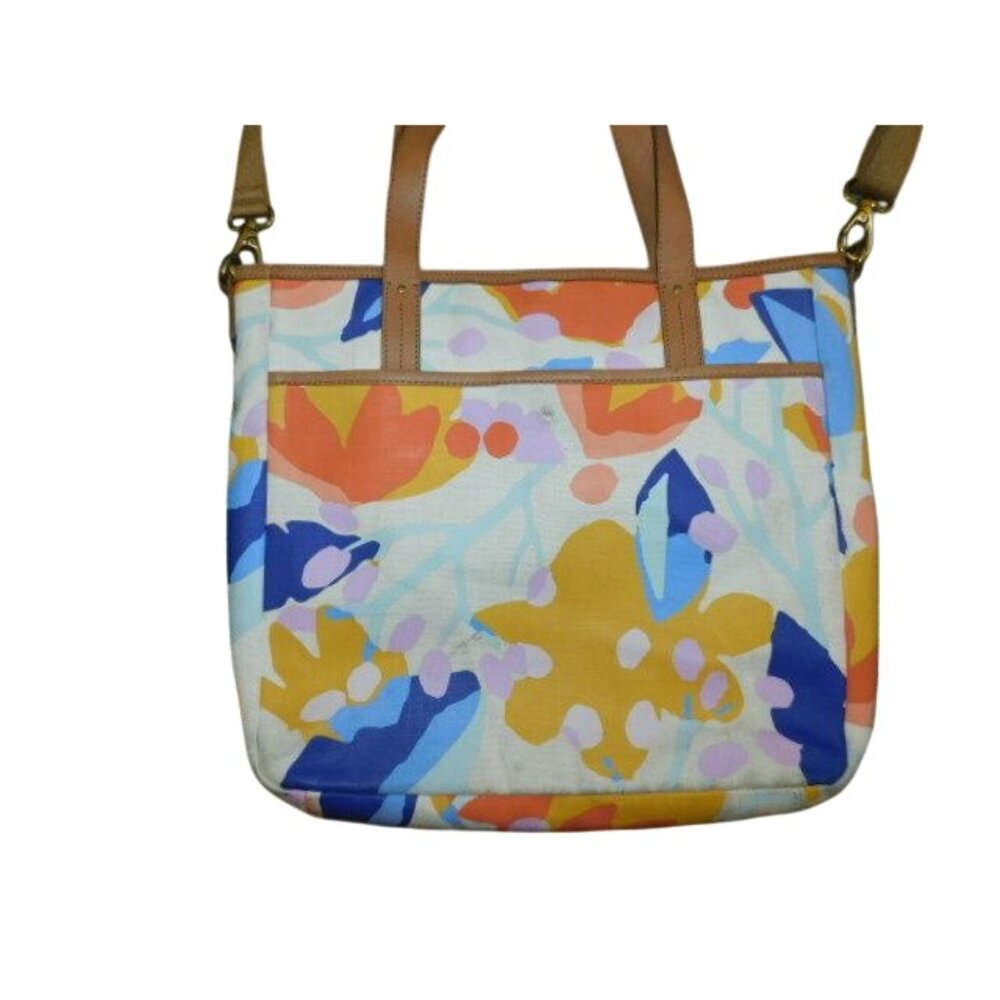 Fossil Leather Fabric Large Tote Laptop Work Bag W/Shoulder Strap - Picture 3 of 5